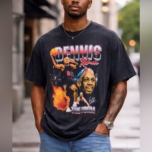 Dennis Rodman Chicago Bulls Short Sleeve Tee with Vintage Graphic Size Medium